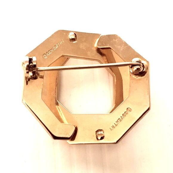 Vintage Sarah Coventry "Octagon" Gold Tone Brooch 1979 - Picture 4 of 4